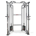 Compact gym equipment dual adjustable pulley cable crossover